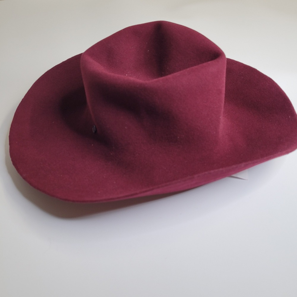 Maison Michel Jensen Sticky Cherry Red Felt Wide Brim Hat Size M 1049 001 002